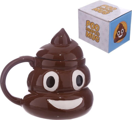 Kubek ceramiczny z motywem łajna w kształcie kupy Puckator z pokrywką - 13x8,5cm