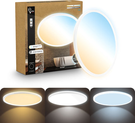 B.K. światło płytkie - ściemniana lampa łazienkowa lampa sufitowa - lampa sufitowa z pilotem - oświetlenie łazienki z CCT - ip44 - ø42 - biały