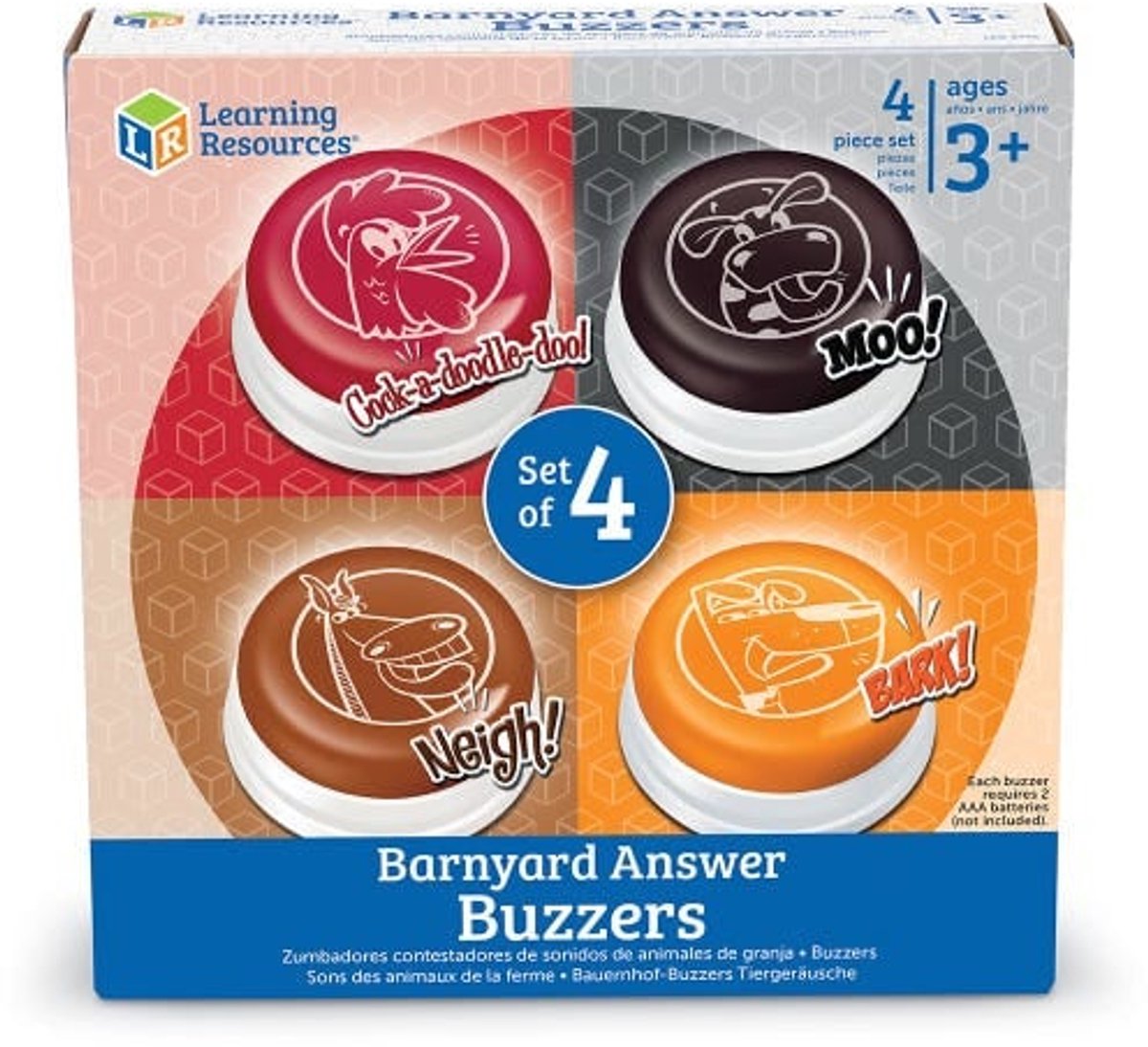 Learning resources antwoordknop buzzers met dierengeluiden (set van 4)