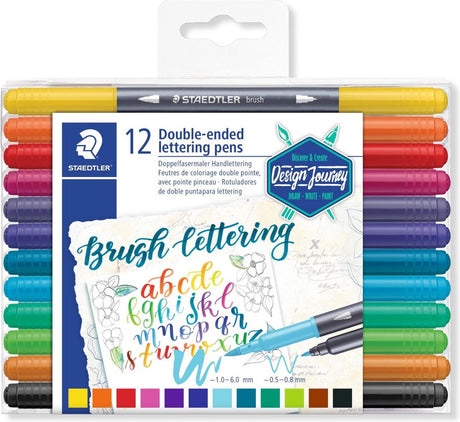 Staedtler design travel - duet pisaków pędzelkowych z końcówką (pędzlową) - zestaw 12