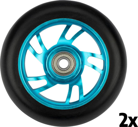 Black dragon stuntstep wielen set - spoked alu - blauw zwart