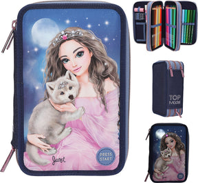 Depesche - topowy model 3-komorowego etui z diodą LED - wilk