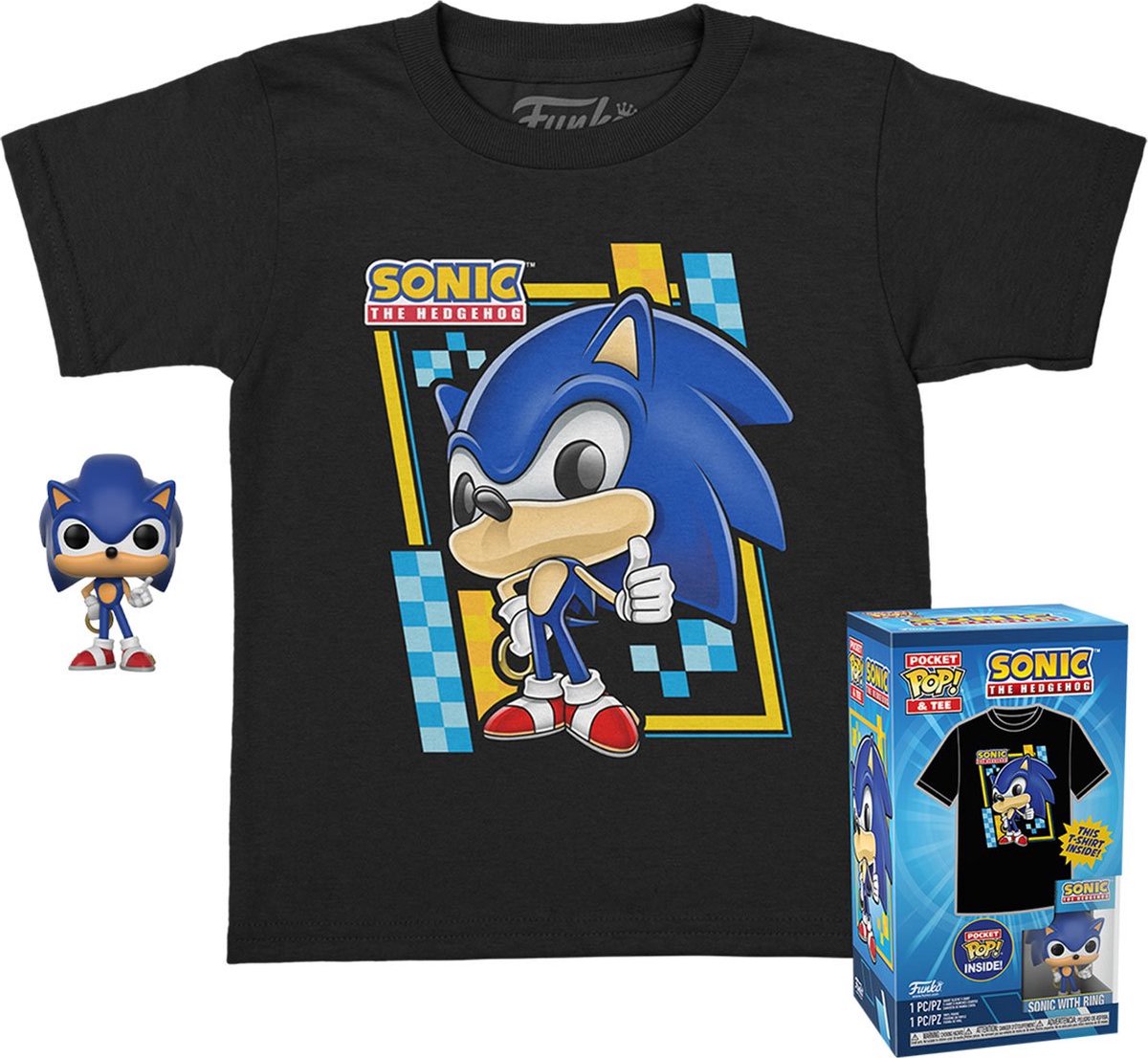Funko-pop! pudełko na tee z brelokiem: jeż Sonic (rozmiar m)
