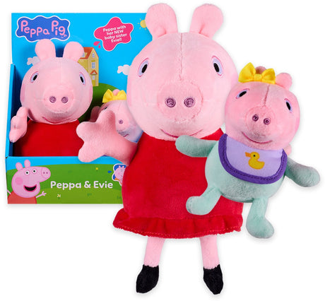 Opcje postaci Świnka Peppa 2-częściowy zestaw przytulanek – Peppa Baby Evie – miękkie pluszowe przytulanki