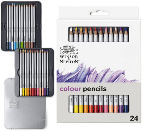Winsor Newton 0490013 Studio Collection Zestaw kolorowych ołówków 24 sztuki - Dikcores Ołówki na bazie wosku w metalowej puszce
