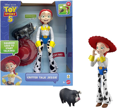 Mattel Disney i Pixar Toy Story 5 Animal Talk Jessie - figurka 30 cm i świnka JD z 35 dźwiękami - francuski