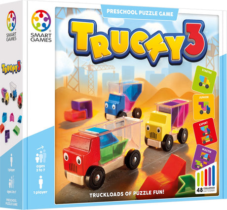Smartgames trucky 3 - gra logiczna, samochodziki - 48 zadań edukacyjnych - gra solo dla małych dzieci - od 3 lat
