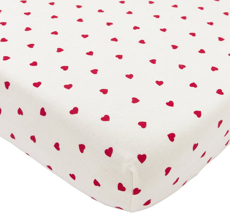 Prześcieradło z gumką Meyco Baby Sweet Heart - biało-czerwone - 60x120cm