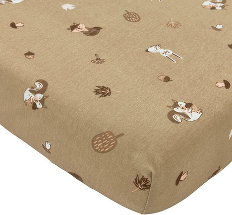 Prześcieradło dziecięce Meyco Baby Forest Animals - piaskowe - 70x140 150cm