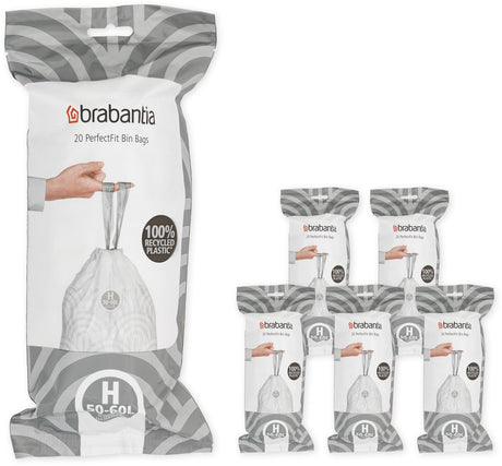 Worki na śmieci Brabantia Perfectfit - 50 60 l - kod h - 6 rolek x 20 sztuk