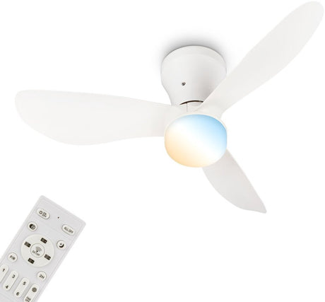 Briloner lufito - wentylator sufitowy z oświetleniem - lampa sufitowa LED z wentylatorem - lampa wentylatorowa tryb letni i zimowy - możliwość przyciemniania - CCT - ø78cm - biały