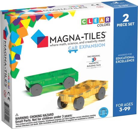 Płytki Magna | Zestaw samochodów zielony żółty, 2 sztuki