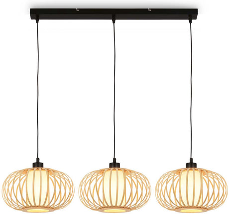 Briloner - rotti - lampa wisząca, 120 cm, 3x e27, max. 10w, w kolorze drewna