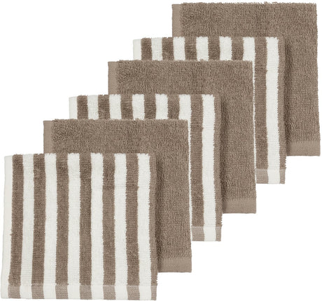 Chusteczki do twarzy Meyco Baby Fat Stripe - żakardowa tkanina frotte - taupe - 30x30cm - 6 szt.