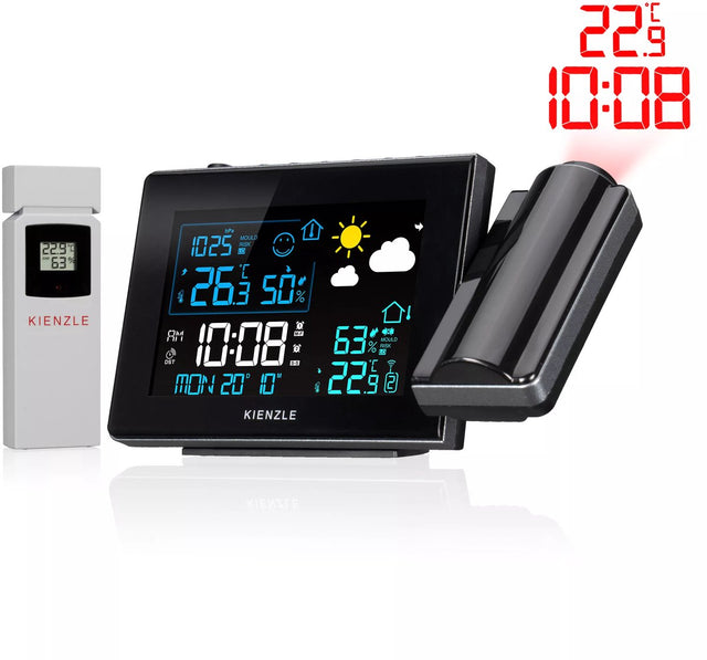 Bresser kienzle weerstation - wandprojectie - thermo-, hygrometer - zwart