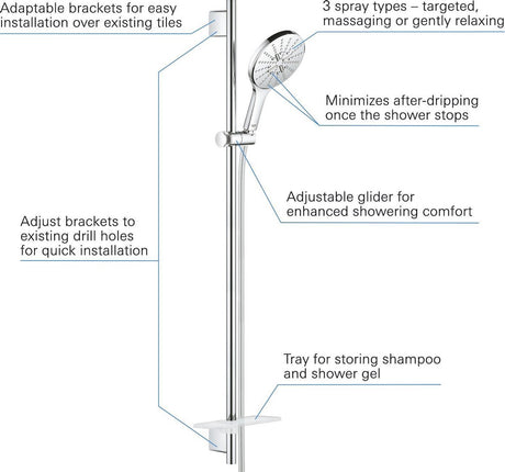 Grohe rainshower smartactive 150 douchestangset - 90 cm - met zeepschaal - chroom - 26594000