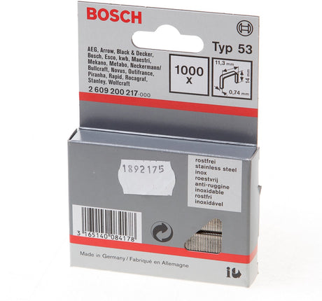 Bosch - nie z cienkim drutem typu 53 11,4 x 0,74 x 14 mm