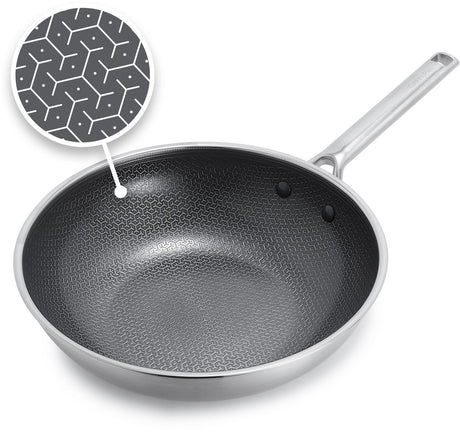 Wok Greenpan Apex - 28cm - bez pfas - wok indukcyjny - ceramiczny - plaster miodu - można używać w piekarniku do 220°C - można myć w zmywarce - uchwyty ze stali nierdzewnej - stal nierdzewna