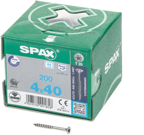 Spax spaanplaatschroef rvs torx 4.0 x 40 - 200 stuks