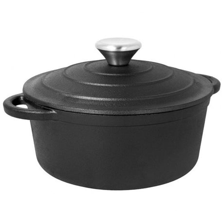 Zapiekanka żeliwna Brunbeste - 3,5 l - 24 cm - garnek z pokrywką - czarna