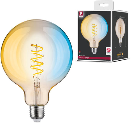 Żarówka Paulmann 230 V Smart Home Zigbee 3.0 LED Globe G125 E27 600 lm 7,5 W Tunable White Możliwość przyciemniania Gold