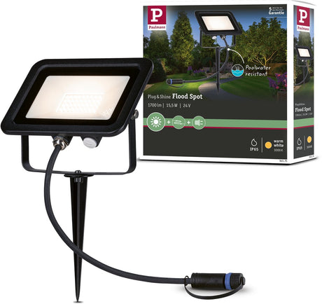 Paulmann Plug Shine LED Punkty Ogrodowe Fluter Loose Spot IP65 3000K 15,5W Czarny