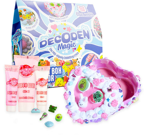 Gear2play decoden magic - klasyk: kreator pudełek na drobiazgi - zestaw do rękodzieła w kształcie serca - puchnący klej, naklejki z koralików