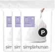 Simplehuman code p afvalzakken - 60 liter - 60 stuks - met trekband - wit