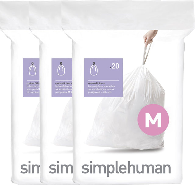 Worki na śmieci Simplehuman code m - 45 litrów - 60 sztuk - ze sznurkiem - białe