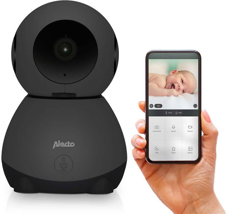 Elektroniczna niania Alecto WiFi z kamerą i aplikacją - full HD - zdalnie przenoszona - powiadamianie o ruchu i dźwięku - smartbaby10bk - czarna