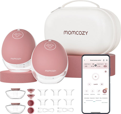 Momcozy m9 – laktator głośnomówiący – 2 sztuki – elektryczny – sterowanie z aplikacji – cichy kompaktowy