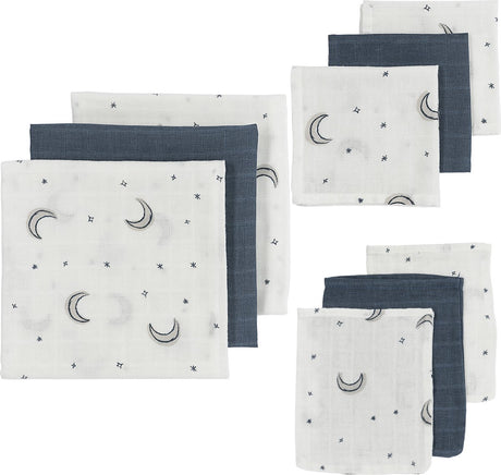 Zestaw startowy Baby Moon firmy Meyco - 9 szt. - hydrofilowy - indygo