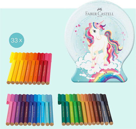 Flamastry Faber-castell - łącznik - kula śnieżna jednorożec - 33 sztuki - fc-155544