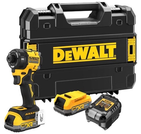 Akumulatorowa wkrętarka udarowa Dewalt dcf870e2t-qw | hydrauliczny | 56 nm | Stos mocy 18v xr 1,7ah w tstak - dcf870e2t-qw