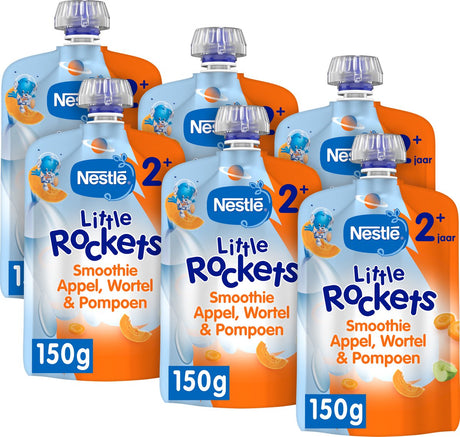 Nestlé małe rakietki wyciskane owoce jabłko marchewka dynia - przekąski dla maluchów 2+ - 6 sztuk x 150g