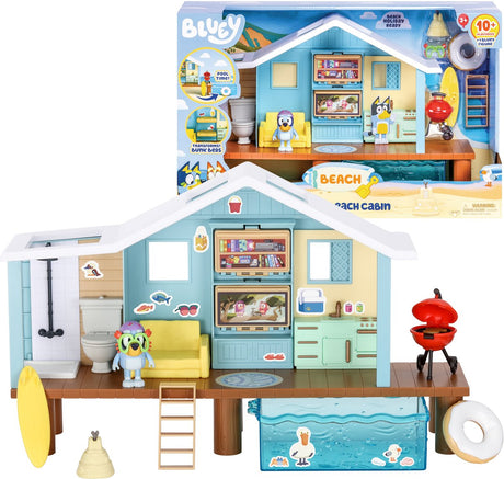 Moose Toys Bluey - zestaw do zabawy w chatkę na plaży Bluey's z ekskluzywną figurką i ponad 10 akcesoriami