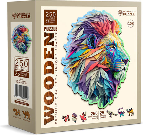 Drewniane miasto drewniane.miasto drewniane puzzle lew - nowoczesne puzzle ze zwierzętami 250 elementów.
