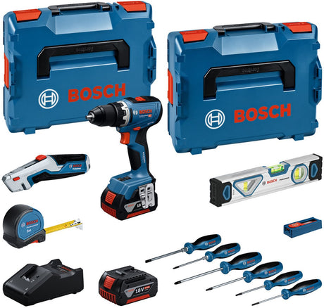 Bosch professional - zestaw narzędzi wiertarka akumulatorowa gsr 18v-65 + zestaw narzędzi ręcznych 19-częściowy 18v 5.0ah w l-boxx - 0615a5007k