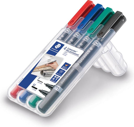 Staedtler lumocolor permanent duo - marker permanentny z 2 punktami ( f m) - pudełko 4 szt