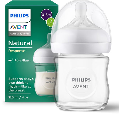 Philips Avent Butelka szklana Natural Response - 120ml - przepływ 2 - Bps free - 1 butelka - Noworodek - scy930 01