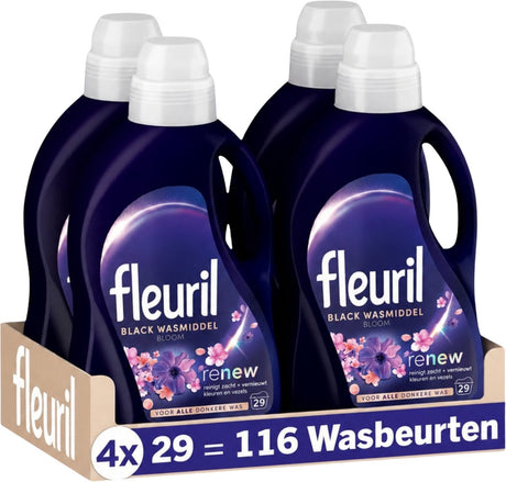 Fleuril black Bloom - detergent w płynie - ciemne i czarne pranie - intensywne doznania zapachowe - 4x29 prań - pakiet wartościowy