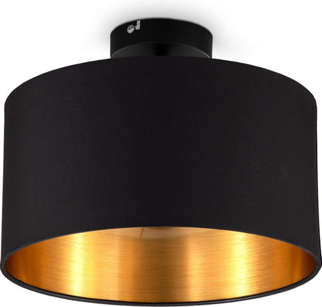 B.k.licht - lampa sufitowa - czarno-złota - okrągła - lampa dekoracyjna - z oprawką E27 - ø30cm