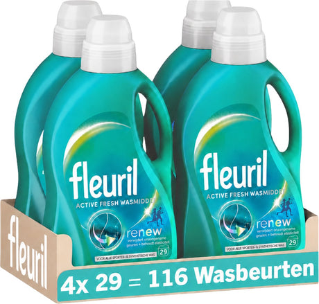 Fleuril active Fresh - detergent w płynie - wszystkie kolory prania - 4x29 prań - opakowanie ekonomiczne
