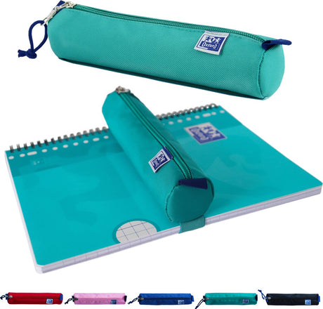 Piórnik Oxford - turkusowy z gumką - okrągły piórnik 22 cm - piórnik dla chłopców - piórnik dla dziewczynki