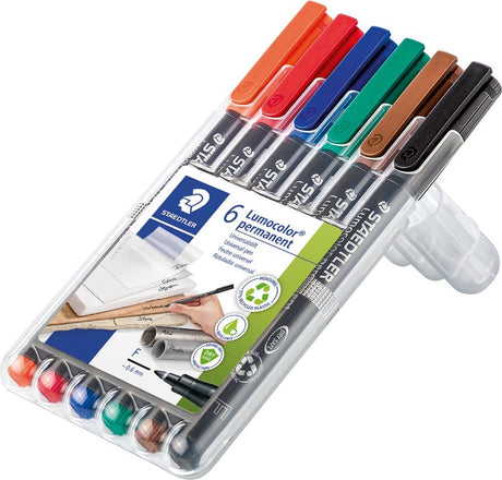 Długopis permanentny Staedtler lumocolor f - pudełko 6 kolorów