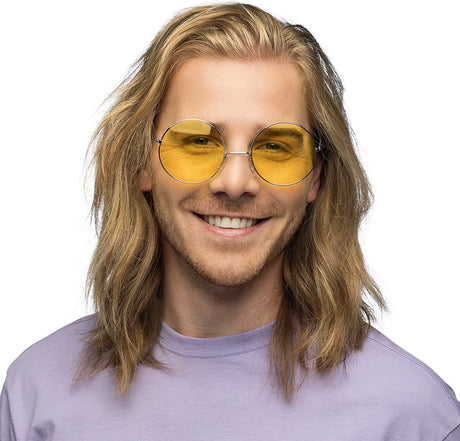Okulary imprezowe Boland hippie XL żółte