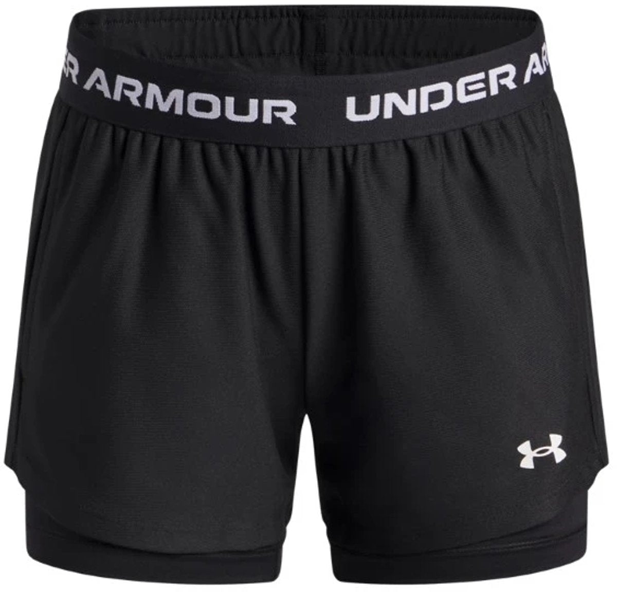 Under armour ua tech play up 2n1 short unisex sportbroek - zwart - wit 164