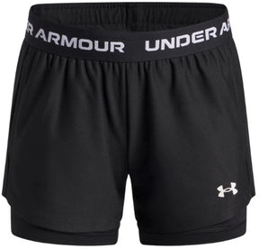 Under armour ua tech play up 2n1 short unisex sportbroek - zwart - wit 164