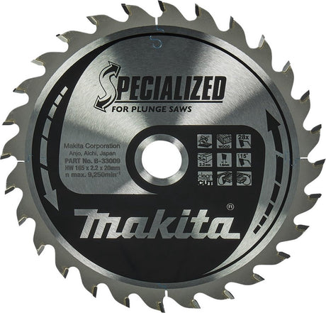 Akcesoria Makita Makita brzeszczot do drewna wgłębnego | wyspecjalizowane | ø 165mm otwór na oś 20mm 28t - b-33009