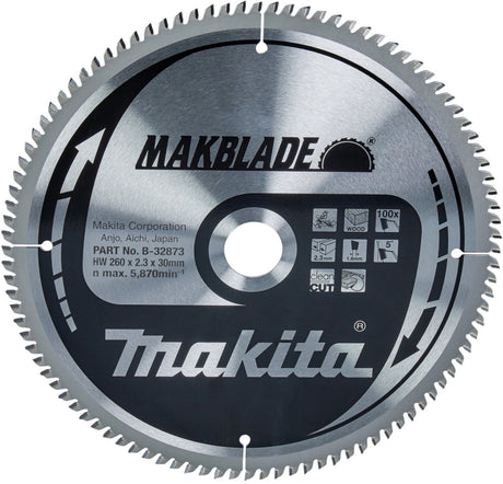 Piła poprzeczna Makita do drewna | Makblade | ø 260mm otwór na oś 30mm 100t - b-32873